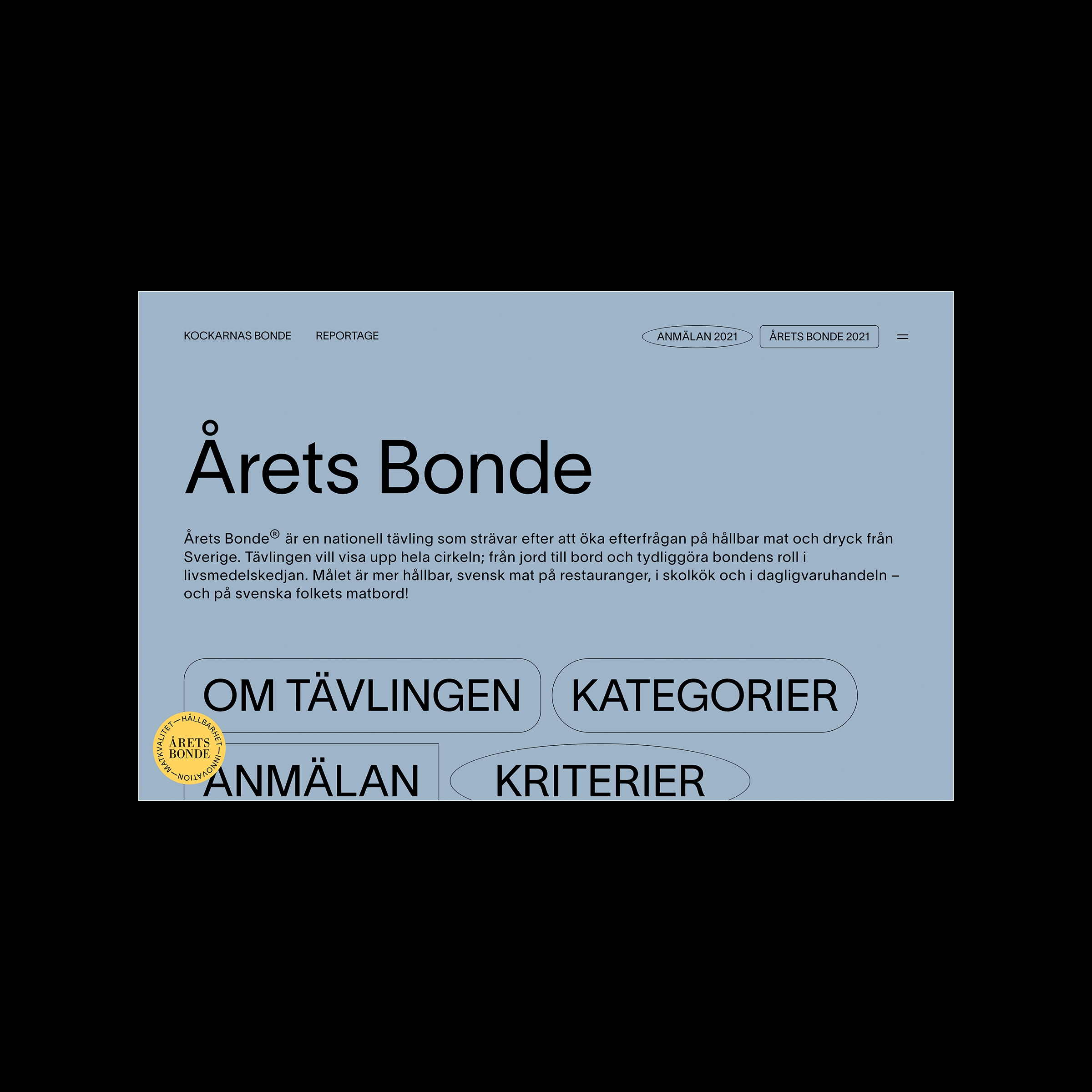 View of Årets Bonde website