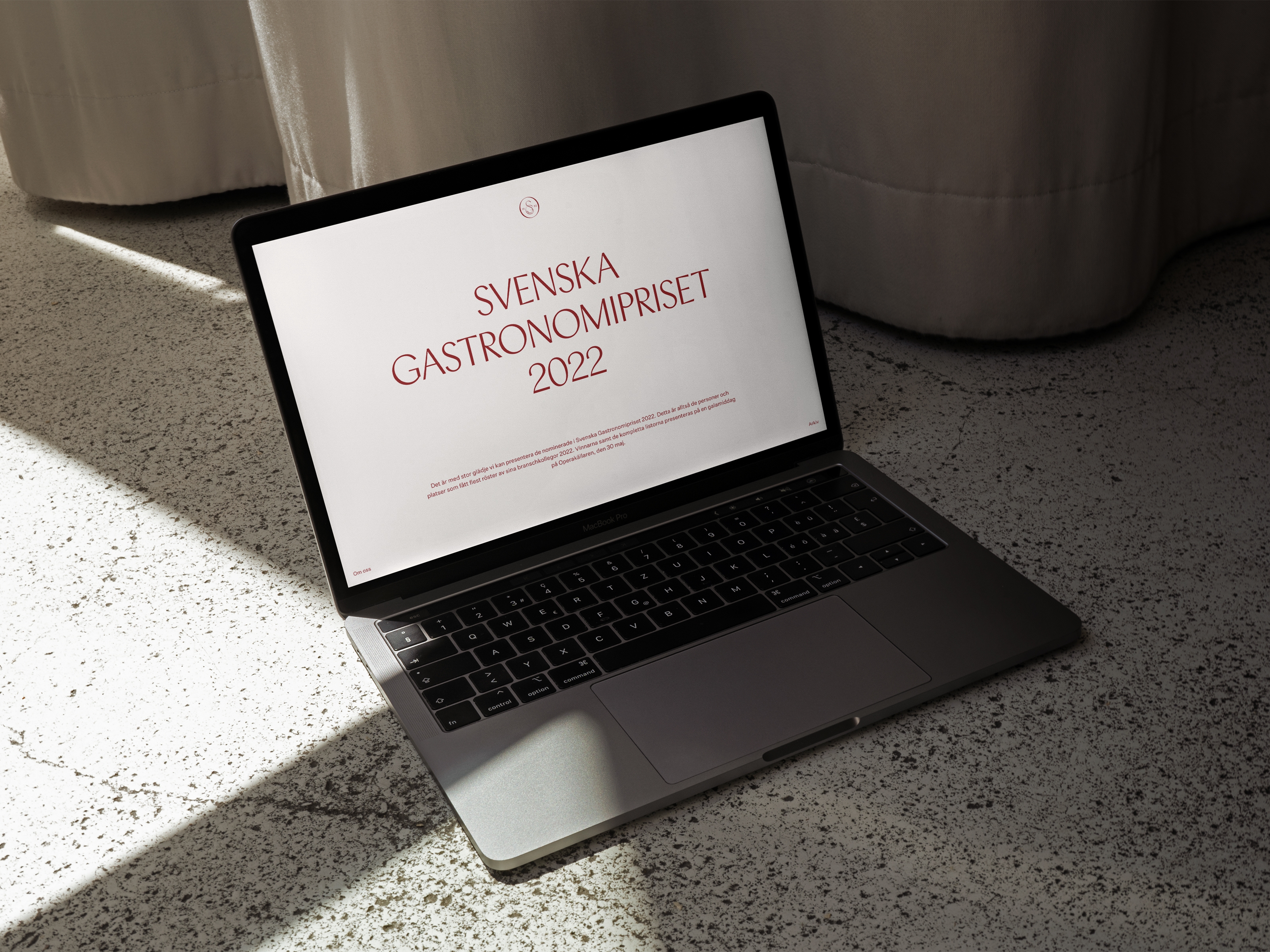 Screen from the new website for Svenska Gastronomipriset.